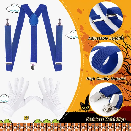 Vista 4 de Accesorios de disfraz de Halloween para mujeres adultas, disfraz de Halloween 2025 con sombreros, guantes, tirantes, botones, bigotes, divertidos