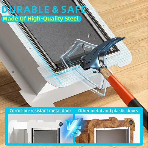 Vista 4 de MIAOTONG - Puerta grande de acero con 3 solapas para puerta con panel de bloqueo deslizante de metal Energy-Efficient Insulated Pet Door, Extreme