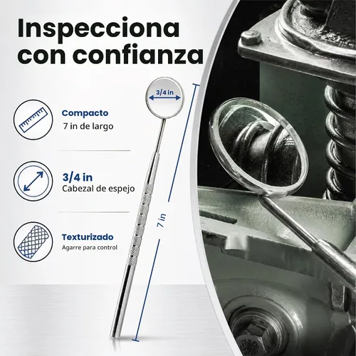 Vista 3 de Espejo de inspección SE DM201 de acero inoxidable, 0.75 pulgadas de diámetro, 7 pulgadas