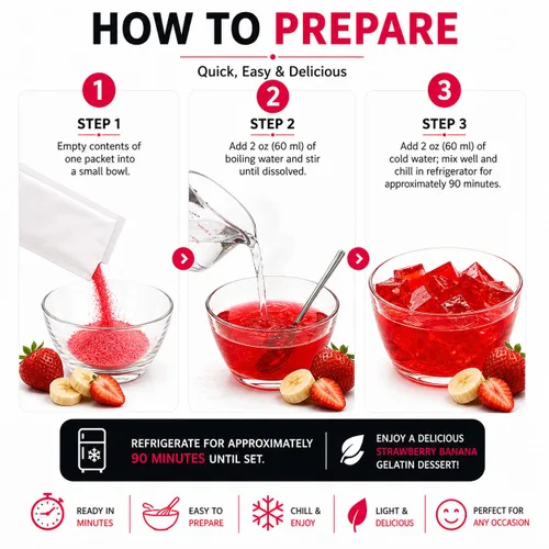 Vista 4 de PROTIFIT - Gelatina de plátano y fresa alta en proteínas, 0.53 oz de proteína baja en calorías, baja en carbohidratos, sin grasa, sin azúcar