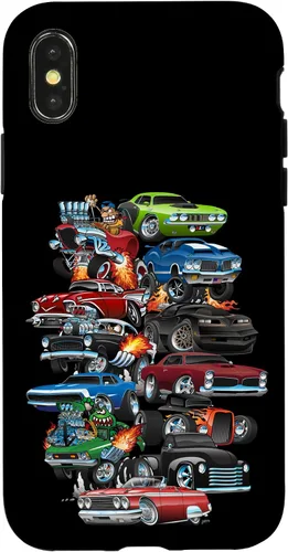 Vista 5 de Funda para iPhone 13 Hotrods, autos clásicos, coches musculosos y carros de carreras