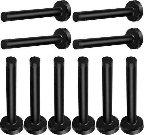 Vista 14 de Topes de puerta, tope de puerta de 5 pulgadas de largo, montaje en pared, tope de puerta negro sólido de servicio pesado de acero inoxidable