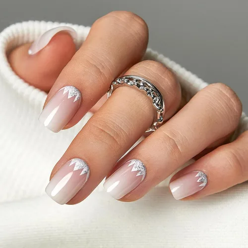 Vista 25 de CurvLife Uñas a presión de almendras medianas, color blanco lechoso A9 - Susurro de crema
