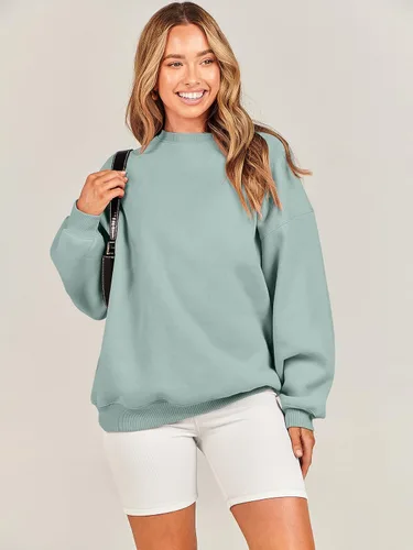 Vista 6 de ANRABESS Sudadera de gran tamaño para mujer, de forro polar, manga larga, cuello redondo, informal, para otoño 2023, ropa de moda