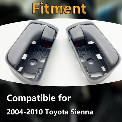 Vista 2 de Cheriezing Tirador de puerta interior gris compatible con Sienna 2004-2010 mango interior repuesto # 69206-AE010 FL, 69205-AE010 FR Juego de 2
