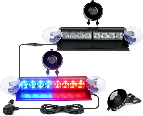 Vista 19 de Xprite Luces Estroboscópicas de Emergencia Ámbar para Tablero, Luz Intermitente Interior del Parabrisas con Ventosas para Camiones de Construcción