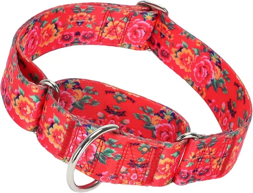 Vista 12 de Collar Martingale para Perro de 1.5 Pulgadas de Ancho - Diseño de Calavera Extra Resistente para Perros Grandes, Collar de Entrenamiento Ajustable