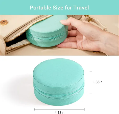 Vista 3 de CASEGRACE Joyero de viaje, pequeño joyero para mujer, mini organizador de joyas portátil con cremallera para anillos, aretes, collares, pulseras