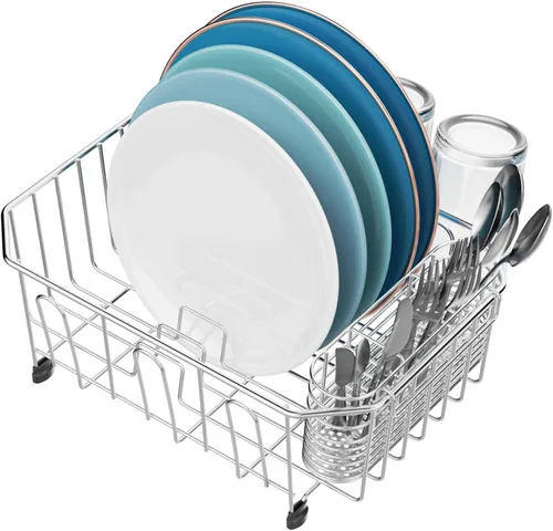 Vista 8 de GSlife Escurridor de platos pequeño en el fregadero, escurridor de platos compacto para fregadero de cocina y apartamento, resistente a