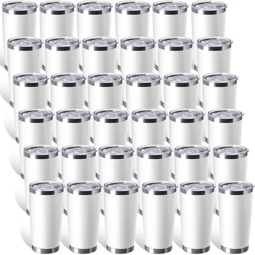 Vista 19 de Sieral 36 Pack Stainless Steel Tumblers Bulk with Lids, 20 oz, Cool Color Color fresco