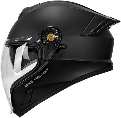 Vista 12 de Cascos de cara completa para hombre, color negro, para motocicleta, Street Bike Racing ATV con visera única, casco ligero retro de motocicleta