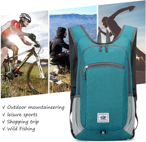 Vista 2 de DOJUNS Mochila de senderismo de 15 litros, mochila de viaje pequeña, ligera, plegable, plegable, mochilas de campamento para mujeres y hombres Negro