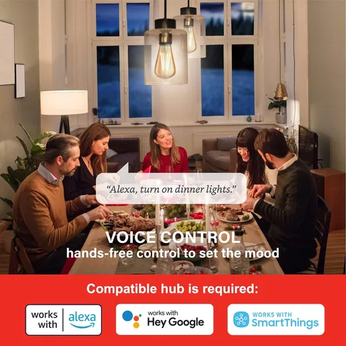 Vista 5 de Sengled Zigbee - Bombillas inteligentes Edison, requiere concentrador inteligente, funciona con SmartThings y Echo con hub integrado, control de voz