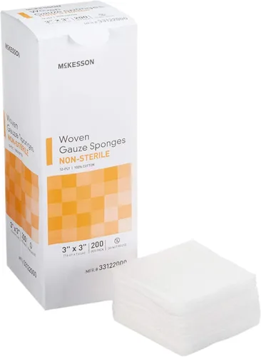 Vista 13 de McKesson Esponjas tejidas de gasa, no estériles, (4 x 4 pulgadas (200 unidades) 12-Ply 100% Cotton Breathable Woven Gauze Sponges for Wound Care &