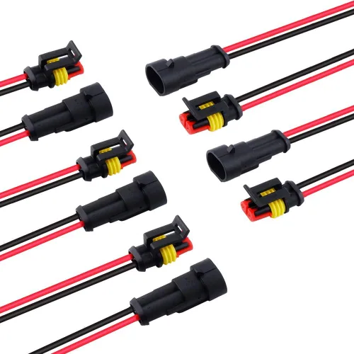 Vista 8 de MUYI Juego de 5 conectores de cable de 1 pin 18 AWG, impermeables, kit de conectores eléctricos con coleta de 3.9 in, serie Weatherpack de 0.059 in