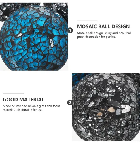Vista 7 de SEWACC Bolas decorativas - 4 bolas de esfera de mosaico de vidrio, bolas de centro de mesa para cuencos, jarrones y decoración de mesa de comedor
