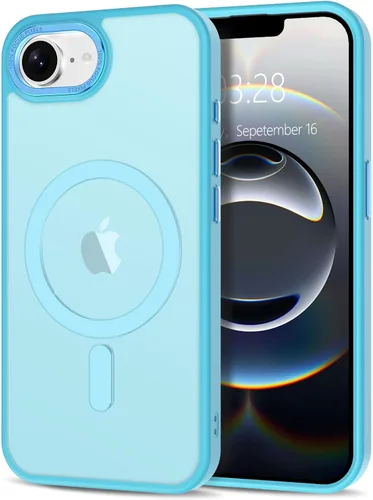 Vista 34 de Anuck - Funda magnética para iPhone 11 compatible con MagSafe, carcasa trasera mate translúcida dura, borde de TPU, delgada, resistente a impactos