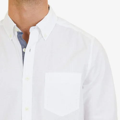 Vista 4 de Nautica - Camisa clásica para hombre, manga larga, con botones y elástica