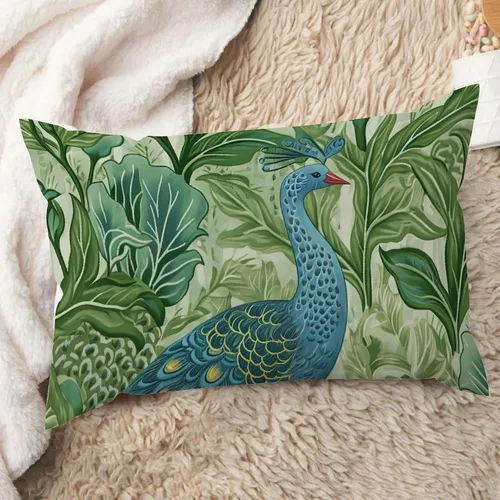 Vista 10 de ArogGeld Funda de cojín lumbar asiática de estilo chinoiserie, de lino marrón, pájaro y flor, funda de almohada asiática para sala de estar, A-6