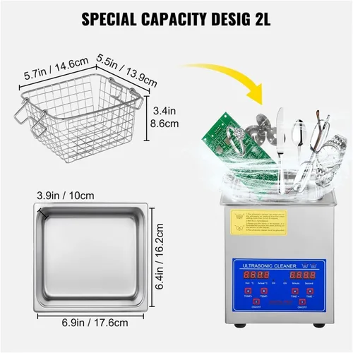 Vista 6 de Ultrasonic Cleaner with Heater and Timer for Jewelry and Home Use