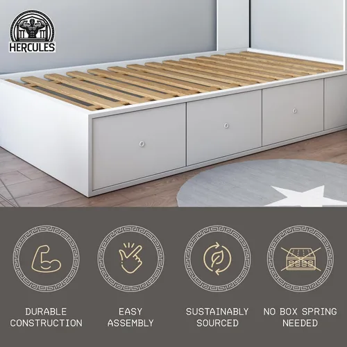 Vista 3 de Hercules Xtreme - Láminas de soporte para cama, tablero de pino macizo resistente, tamaño individual