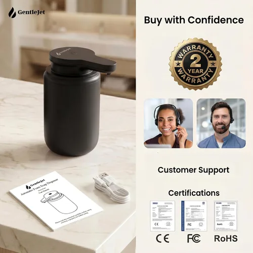 Vista 9 de GentleJet SimpleFoam - Dispensador automático de jabón espumoso, sensor sin contacto, recargable USB-C, IPX5 impermeable, doble salida