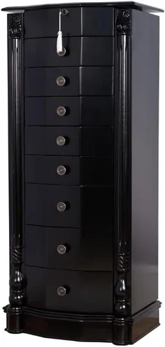 Vista 28 de Hives and Honey Florence Jewelry Armoire - Organizador de almacenamiento de joyas con 8 cajones forrados de fieltro, espejo de tocador, rollos