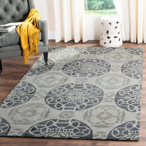 Vista 32 de SAFAVIEH Wyndham Collection - Alfombra decorativa de 2 x 3 pies, beige y azul, hecha a mano, lana moderna, ideal para zonas de alto tráfico