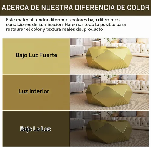 Vista 6 de SSLine Mesa de centro moderna de tambor para sala de estar, mesa de centro de acero inoxidable dorada de lujo de 39.4 pulgadas, mesas centrales