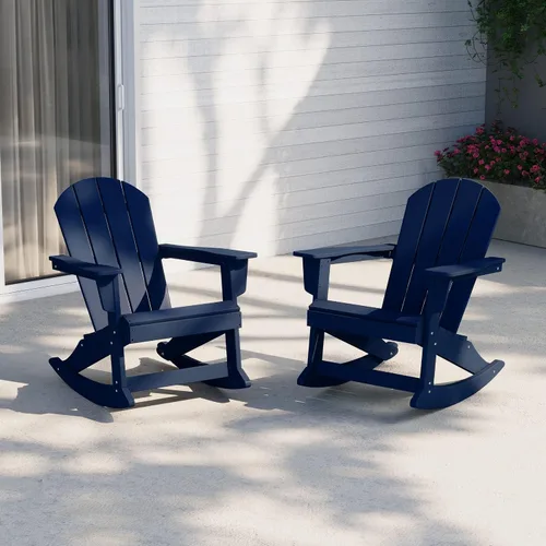 Vista 211 de WestinTrends Silla mecedora Malibu de poliéster para exterior/patio Adirondack, Negra