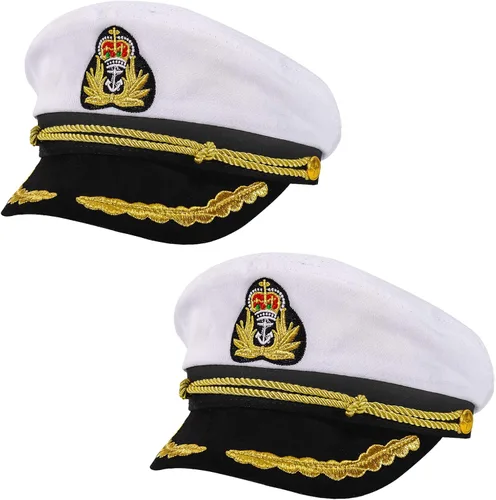 Vista 16 de Ibeauti Gorra unisex ajustable para adultos, disfraz de capitán Almirante, gorra de marinero para cosplay