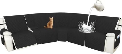 Vista 104 de Arfntevss Fundas de sofá modular reclinable, 100% impermeable, en forma de L, para sillón reclinable en forma de L, funda seccional lavable