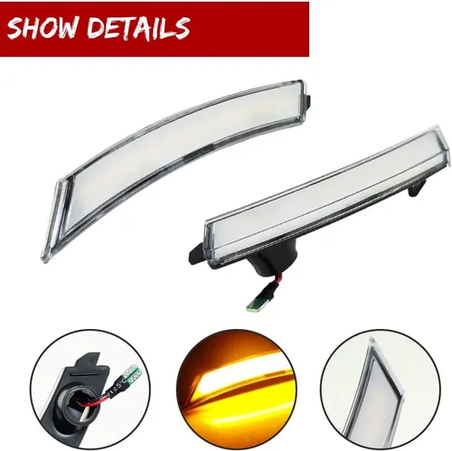 Vista 4 de Faros Laterales Delanteros LED de Lente Clara y Ámbar Compatibles con 2006-2010 Pontiac Solstice, 2007-2010 Saturn Sky