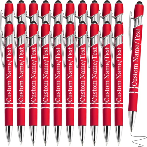 Vista 19 de Bolígrafos personalizados con nombre, paquete de 10 bolígrafos personalizados a granel, bolígrafo de tinta negra grabada con punta de lápiz óptico