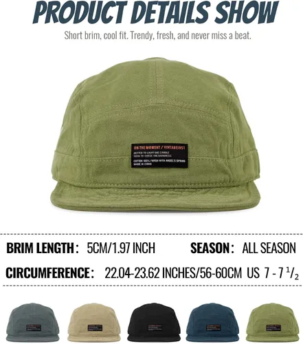 Vista 3 de Croogo Gorra de béisbol de ala corta de 5 paneles, gorras de camionero suaves, gorras de cadete de billetes cortos, gorras casuales de árbitro