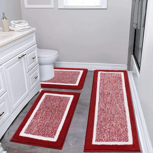 Vista 35 de Pauwer Juego de baño, alfombras de baño antideslizantes, alfombras de ducha absorbentes para suelo de baño, bañera y ducha, color azul aguamarina