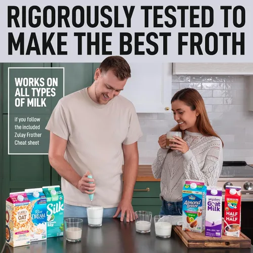 Vista 561 de Zulay Milk Boss Espumador de leche potente manual, hace espuma para latte, batidor para mezclar bebidas, café, miniespumador para capuchino, frappé