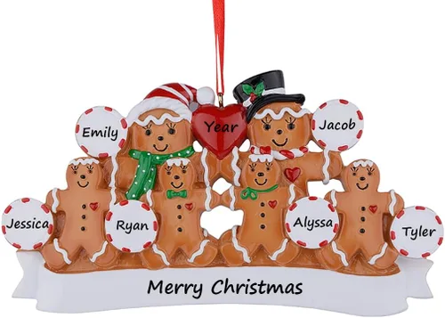Vista 8 de 2025 Adorno de Navidad Familiar - Adorno Personalizado de Familia de 3 de Jengibre - Adornos de Navidad de Pareja Horneando Galletas - Adornos 2025