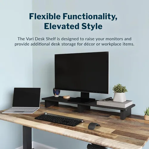 Vista 3 de Vari Elevador moderno para monitor, soporte grande para monitor doble, estante elevado de escritorio para organización de oficina en casa, duradero