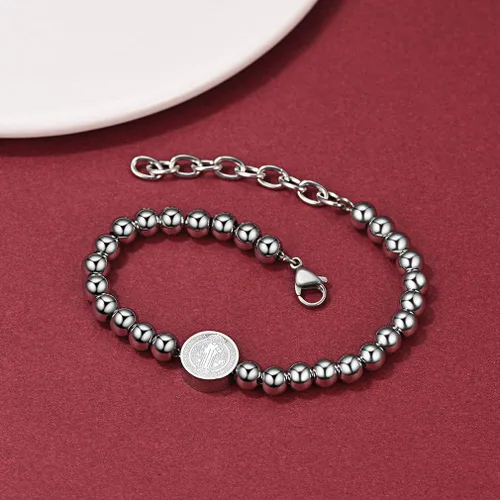 Vista 9 de FaithHeart Pulsera de cadena para hombre acero inoxidablechapado en oro de 18 quilates pulsera de cruz cristiana joyería religiosa que puede grabar