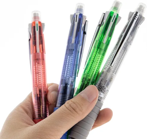 Vista 7 de BAZIC PRODUCTS Bolígrafo 4 + 1 + lápiz mecánico con agarre suave, punta gruesa de 0.039 pulgadas, plomo de 0.027 pulgadas, tintas