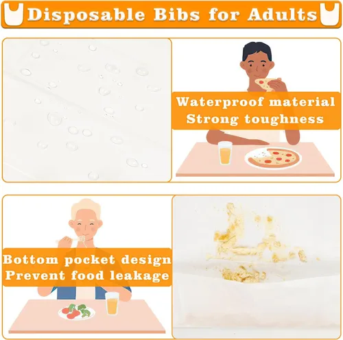 Vista 4 de Paquete de 50 delantales de plástico desechables para adultos, baberos de langosta para adultos, baberos para comer, baberos para adultos a prueba