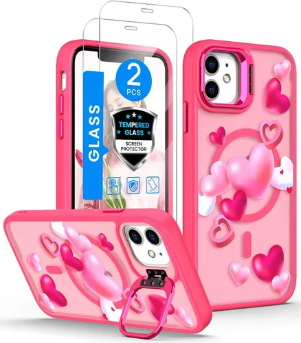 Vista 15 de Dretal Magnético para iPhone 11 Pro, Funda Floral, Protector de Pantalla, Anillo de Lente Integrado, Soporte, Protección de Grado Militar, Funda