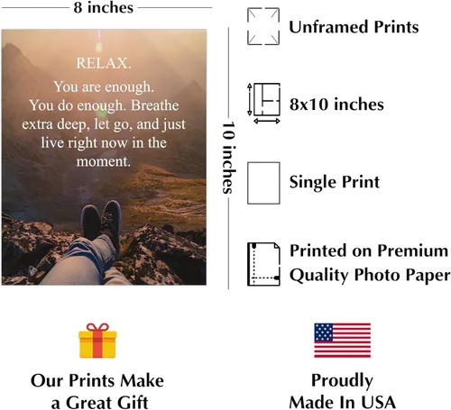 Vista 2 de AMERICAN LUXURY GIFTS Relájate, respira y deja ir – Arte inspirador de pared de paisaje de montaña – Decoración espiritual para el hogar