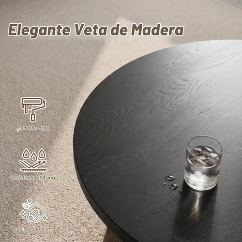 Vista 5 de Luoxiao Mesa de Centro de 27.5'' para Espacios Pequeños, Mesa Moderna Minimalista para Sala de Estar, Mesa Auxiliar Redonda Pequeña Duradera y Negro
