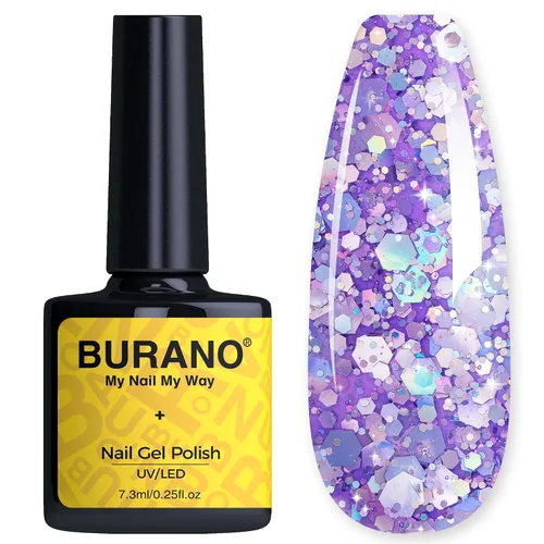 Vista 21 de BURANO Esmalte de uñas con purpurina, efecto holográfico brillante LED UV, gel de secado, sin astillas, esmalte brillante para hacer tus propias