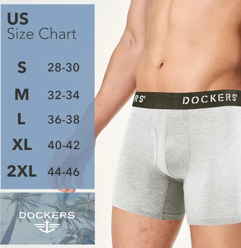Vista 6 de Dockers Calzoncillos tipo bóxer elásticos de algodón para hombre, paquete de 4