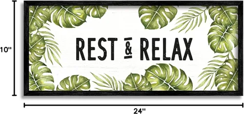 Vista 8 de Stupell Industries Descansa y relájate Plantas tropicales Monstera Tipografía de hojas, diseño de Daphne Polselli Stupell Industries · By Lil' Rue
