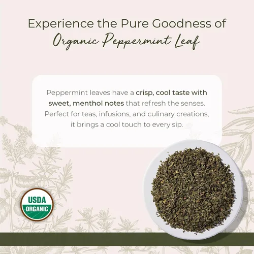 Vista 2 de Starwest Botanicals Hojas de menta orgánicas cortadas y tamizadas, hierba de hojas sueltas secas para té, mezclas de hierbas, hornear y cocinar, sin