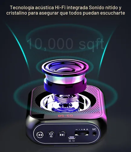 Vista 4 de Amplificador de voz con micrófono inalámbrico de solapa, micrófono personal para profesores para aula, megáfono portátil, sistema de auriculares